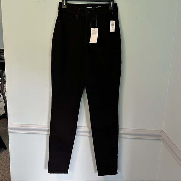 NWT Old Navy Black High Rise O.G. straight Secret-SL M Pockets Size 2 Tall - Picture 1 of 8